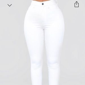 Fashion Nova white high waisted jeans